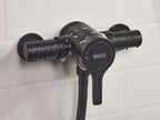 Roca Bristan Onza Thermostatic Exposed Shower Valve with Riser Kit Black NZA SHXAR BLK