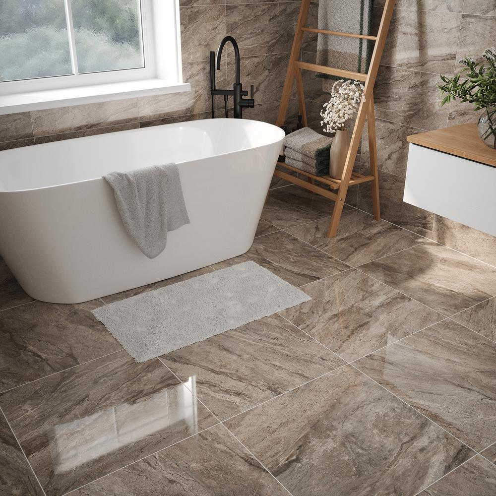Verona Arkle Stone Polished Glazed Porcelain Wall & Floor Tile 300x600mm Pk/6