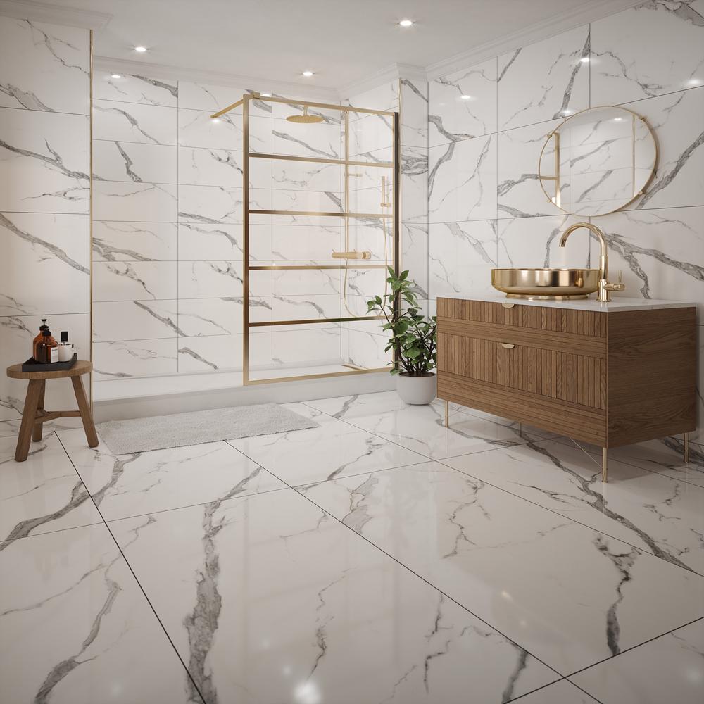 Verona Humber Marble Polished Glazed Porcelain Wall & Floor Tile 600x1200mm Pk/2