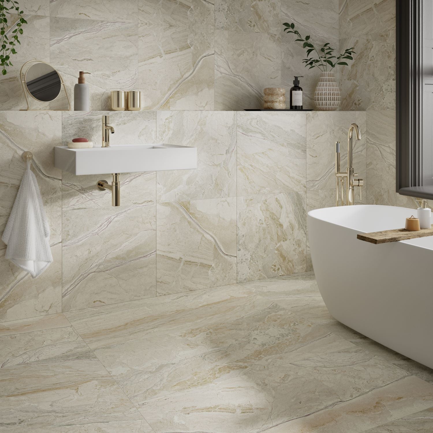 Verona Elmet Natural Wall & Floor Tile 600x600mm Pk/3