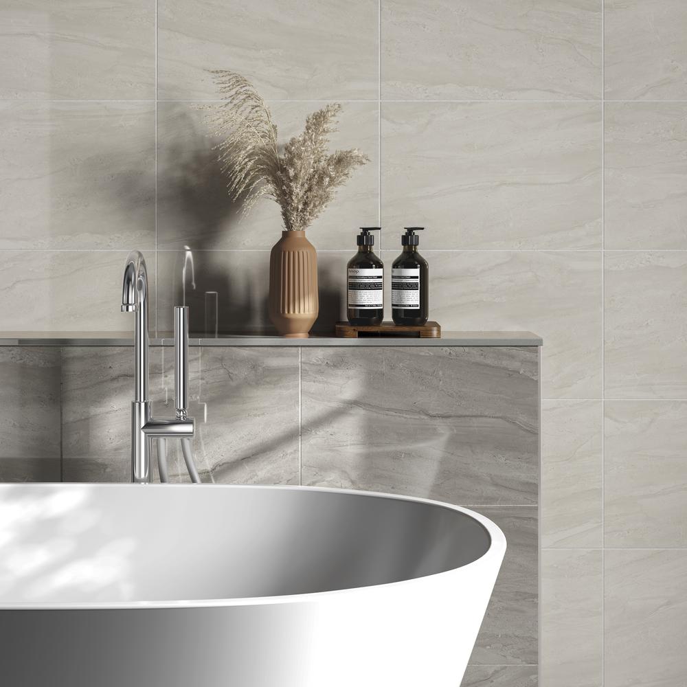 Verona Elland Steel Gloss Ceramic Wall Tile 300x450mm Pk/6