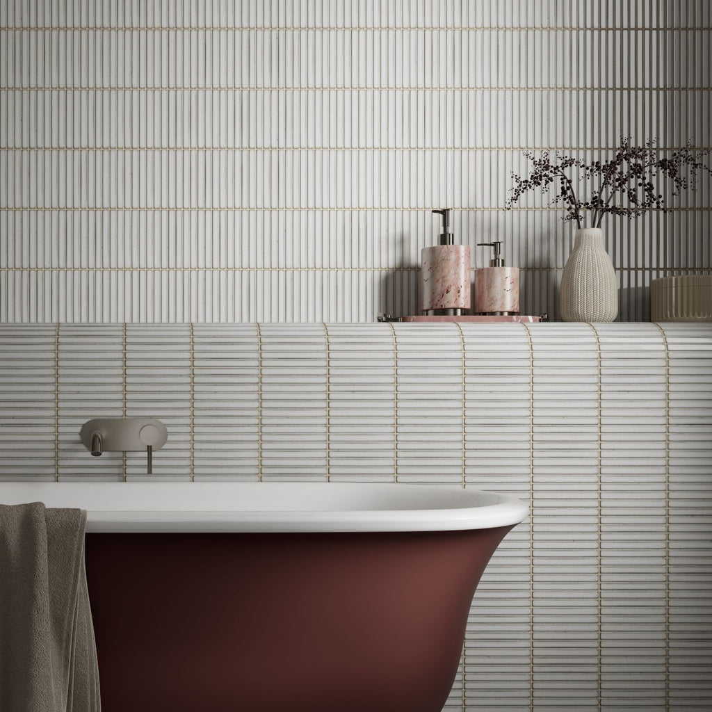 Verona Linear White Gloss Porcelain Mosaic 15x145mm Pk/10