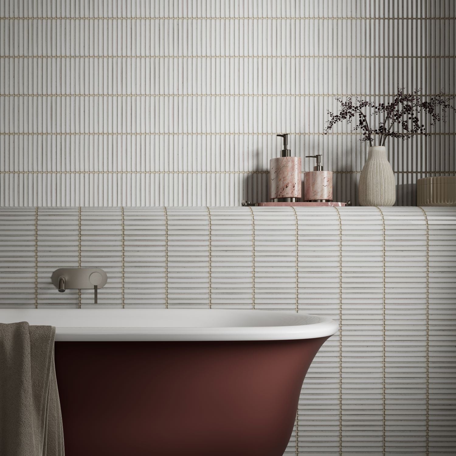Verona Linear White Gloss Porcelain Mosaic 15x145mm Pk/10