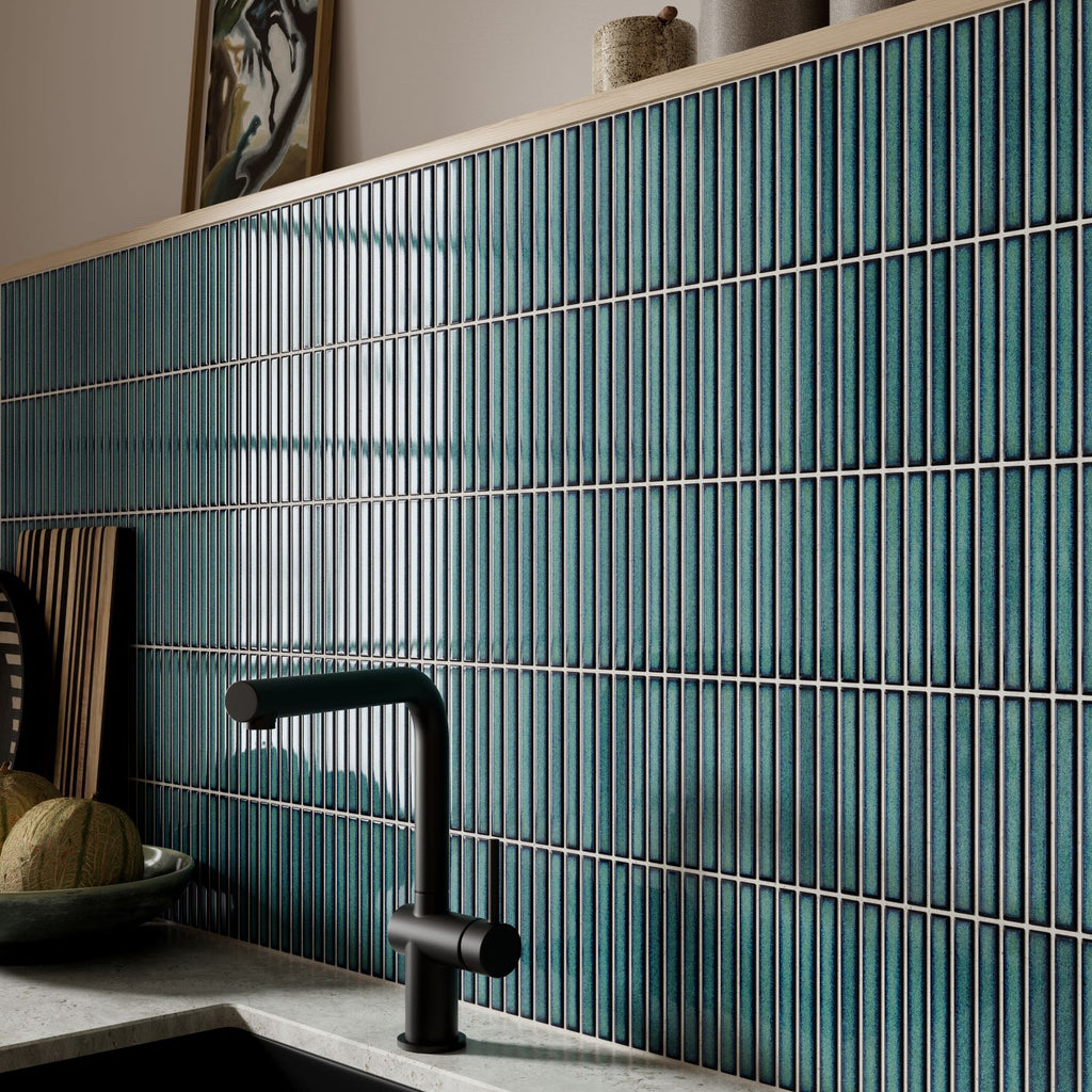 Verona Linear Green Gloss Porcelain Mosaic 15x145mm Pk/10
