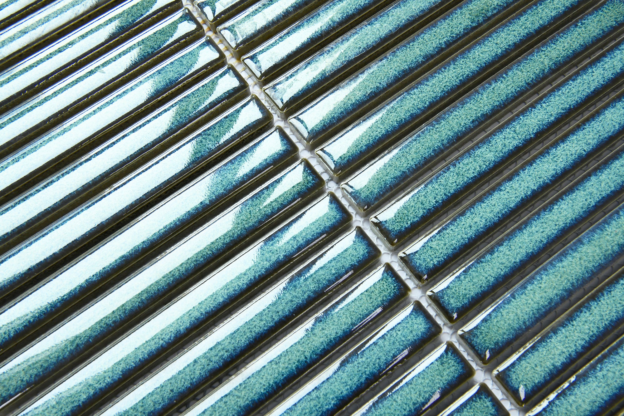 Verona Linear Green Gloss Porcelain Mosaic 15x145mm Pk/10