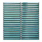 Verona Linear Green Gloss Porcelain Mosaic 15x145mm Pk/10