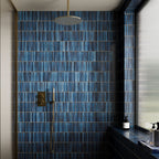 Verona Linear Blue Gloss Porcelain Mosaic15x145mm Pk/10