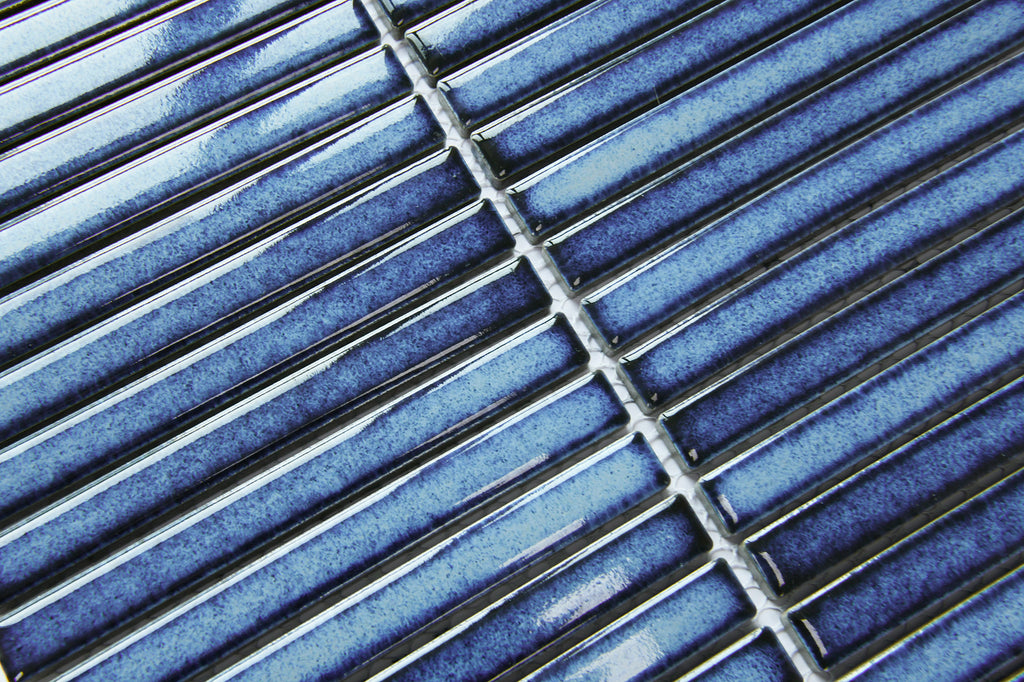 Verona Linear Blue Gloss Porcelain Mosaic15x145mm Pk/10