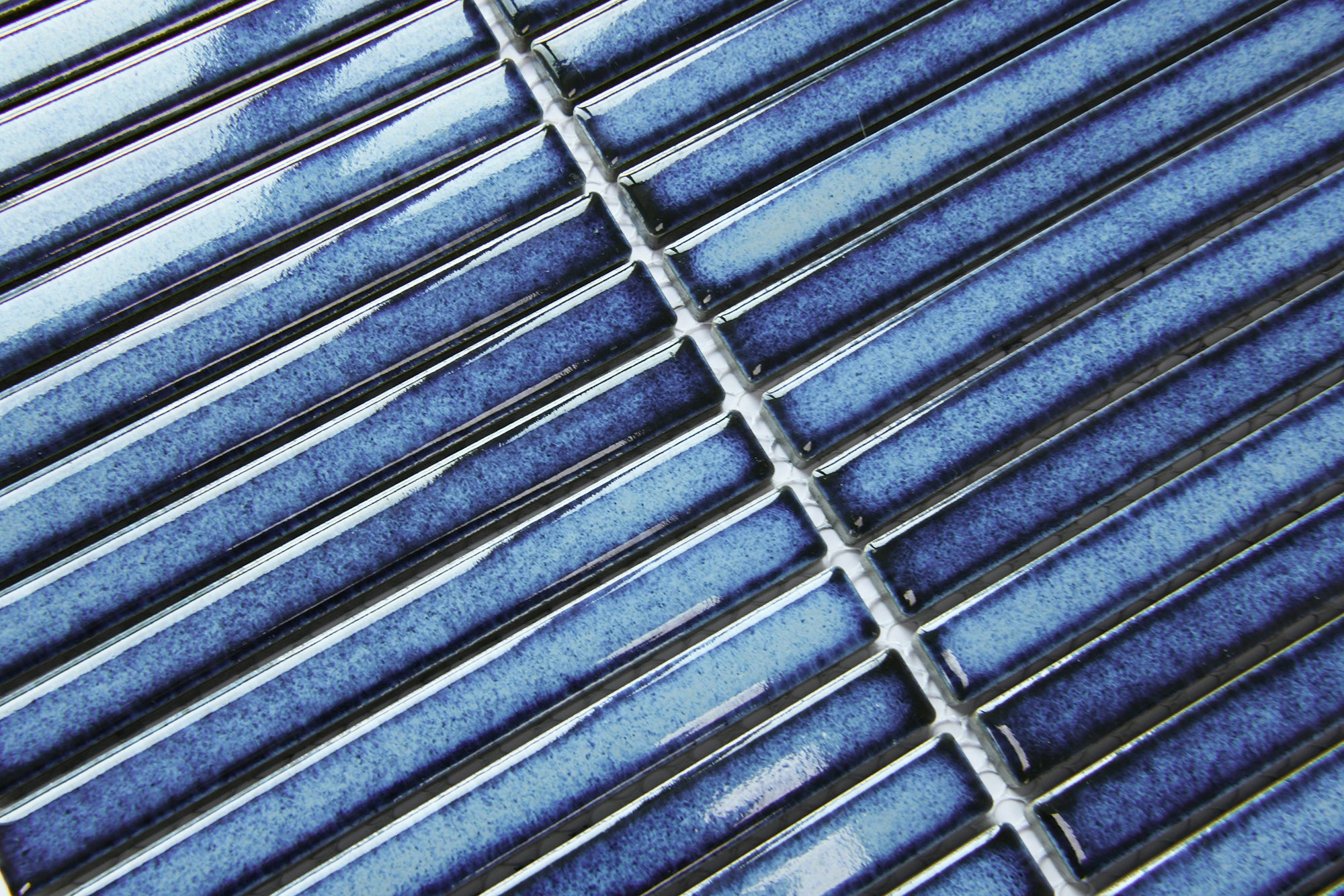 Verona Linear Blue Gloss Porcelain Mosaic15x145mm Pk/10