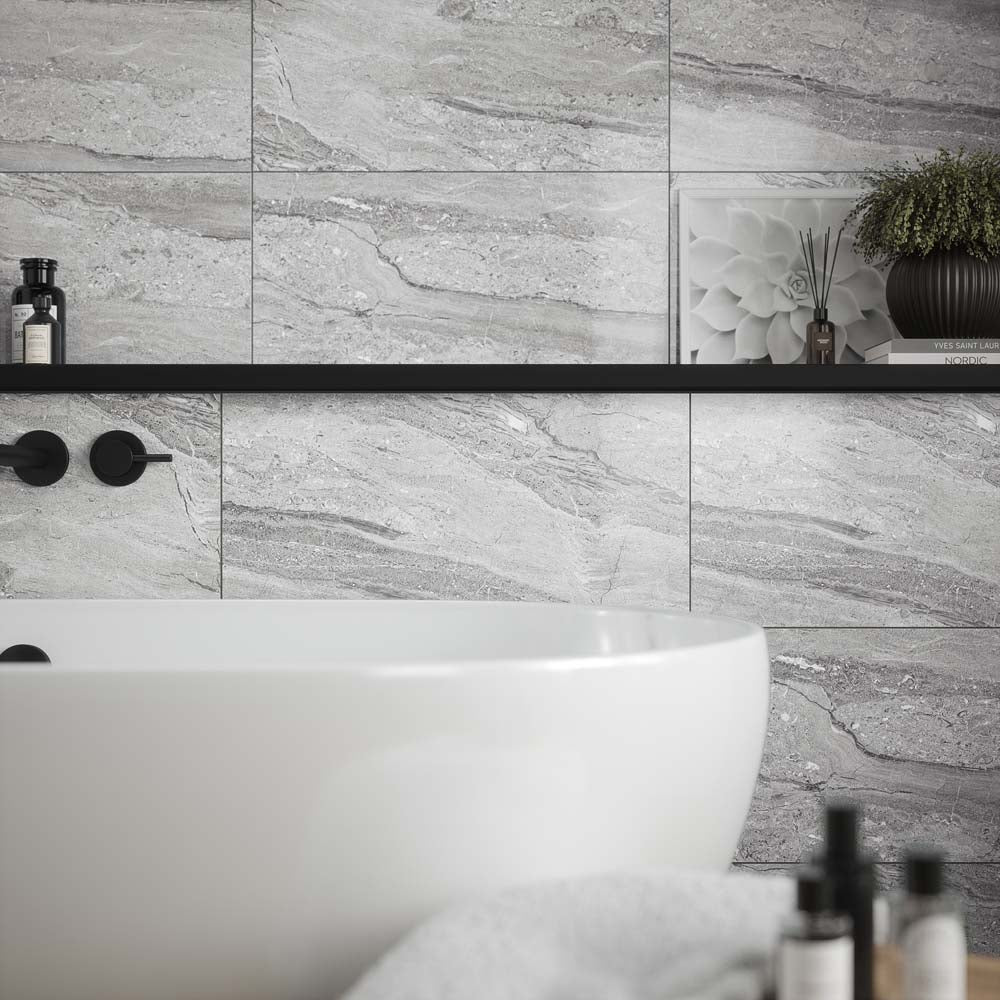 Verona Ledston Grey Gloss Ceramic Wall 300x600mm Pk/8