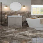 Verona Kent Slate Grey Polished Glazed Porcelain Wall & Floor Tile 300x600mm Pk/6
