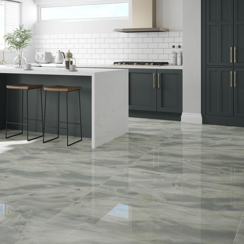 Verona Alwin Emerald Polished Glazed Porcelain Wall & Floor Tile 600x1200mm Pk/2