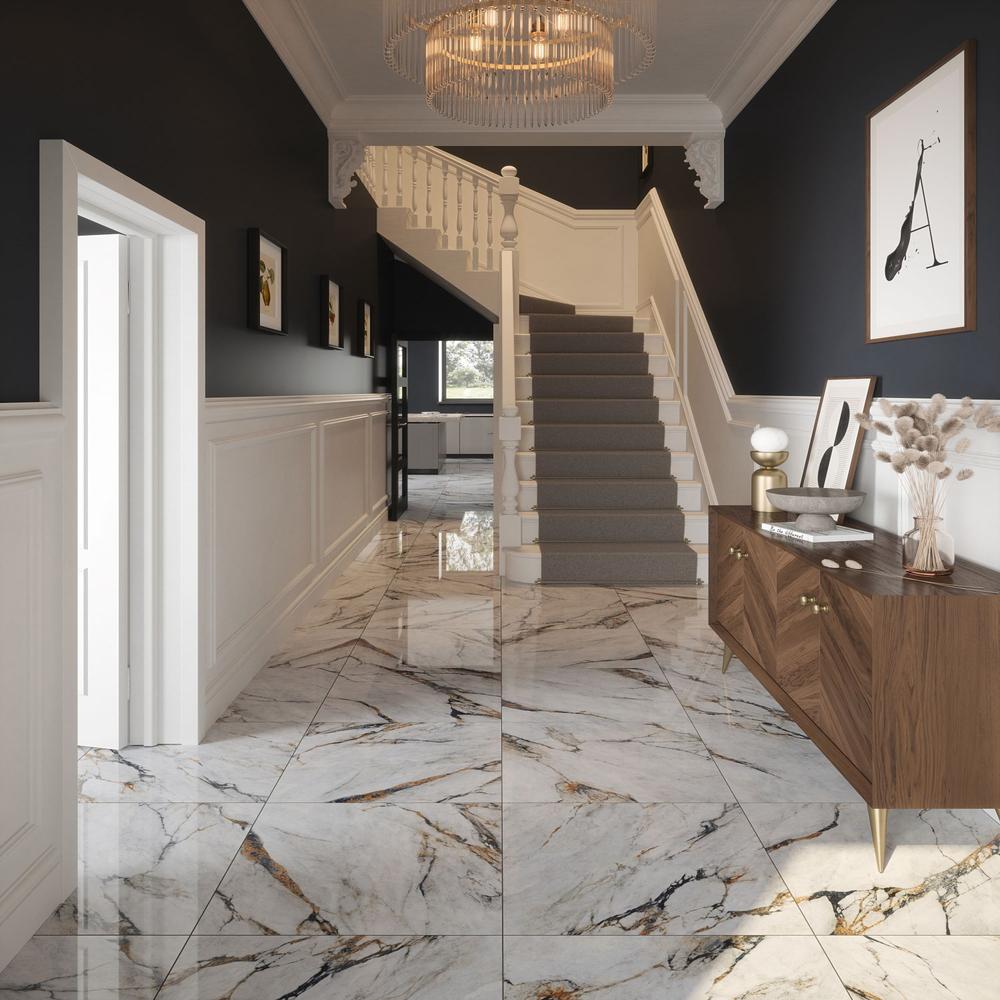 Verona Hedon Viola Marble Polished Glazed Porcelain Wall & Floor Tile 600x600mm Pk/3