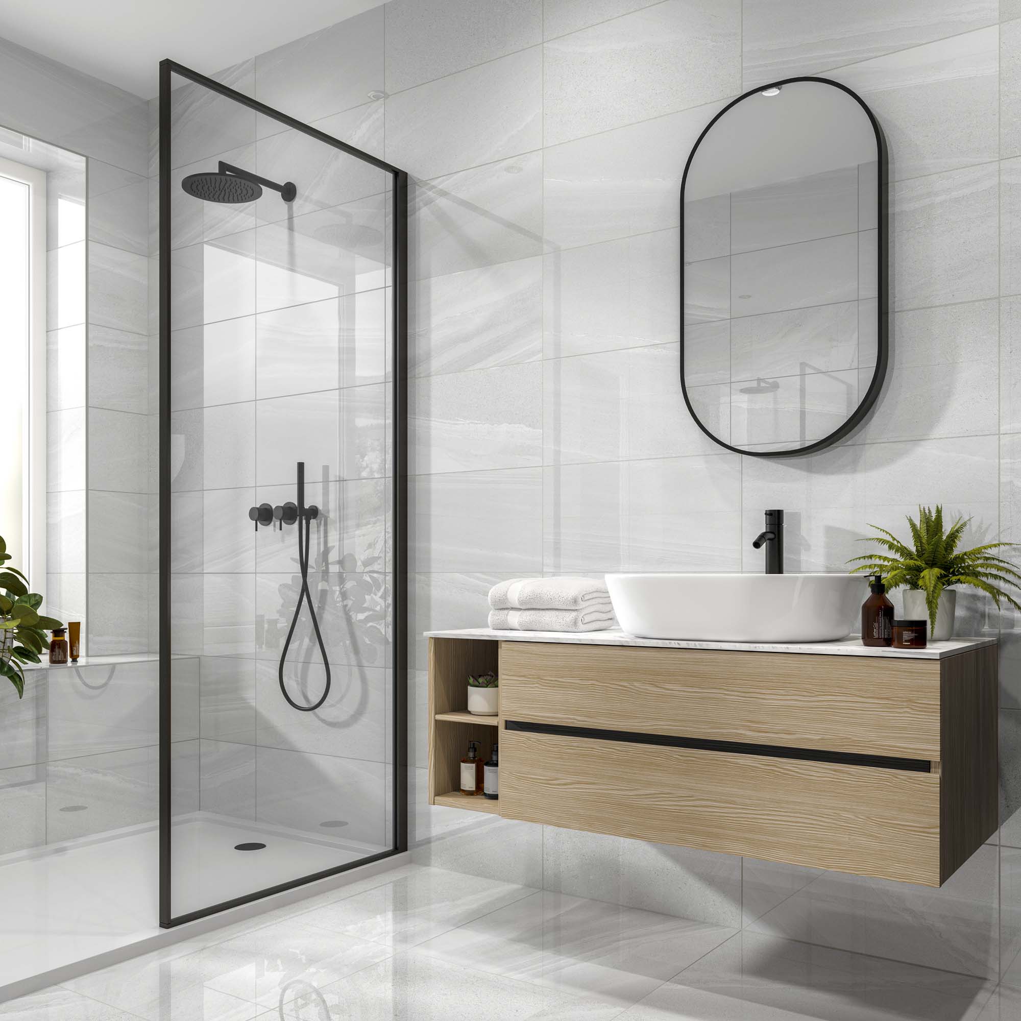 Verona Delilah Light Grey Polished Glazed Porcelain Wall & Floor Tile300 x 600mmPk/6