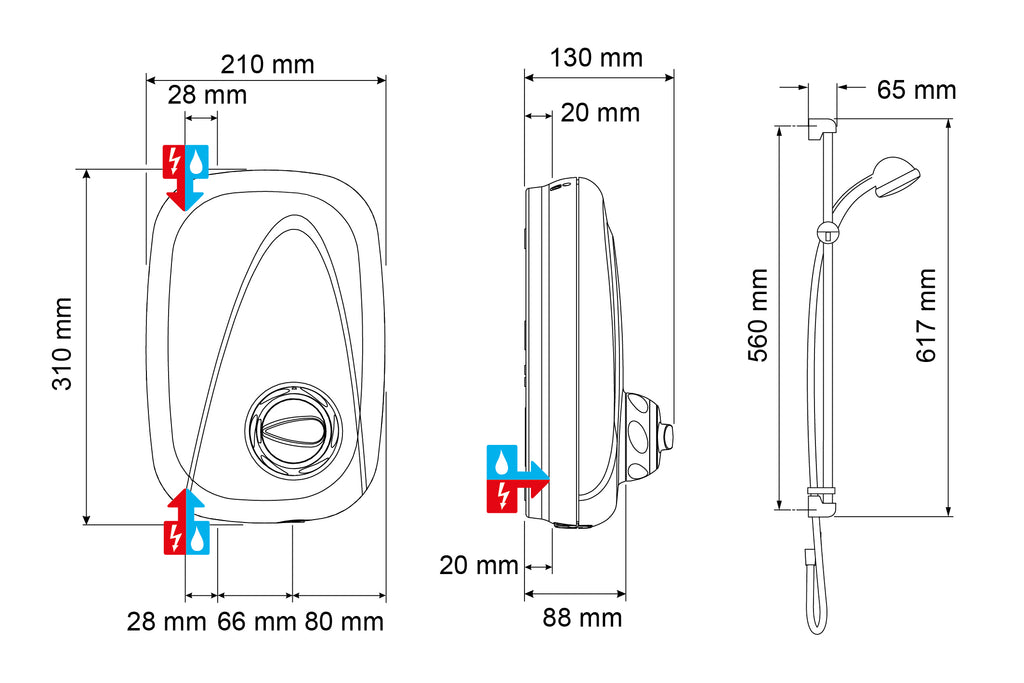 Mira Vigour Thermostatic Power Shower White and Chrome 1.1532.353.