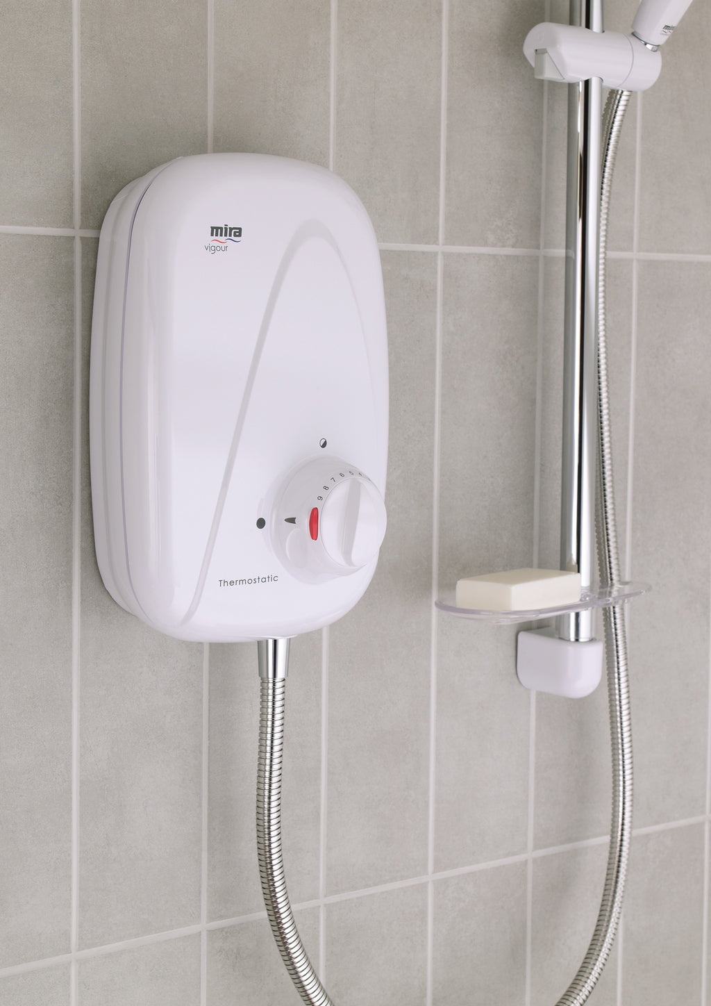 Mira Vigour Thermostatic Power Shower White and Chrome 1.1532.353.