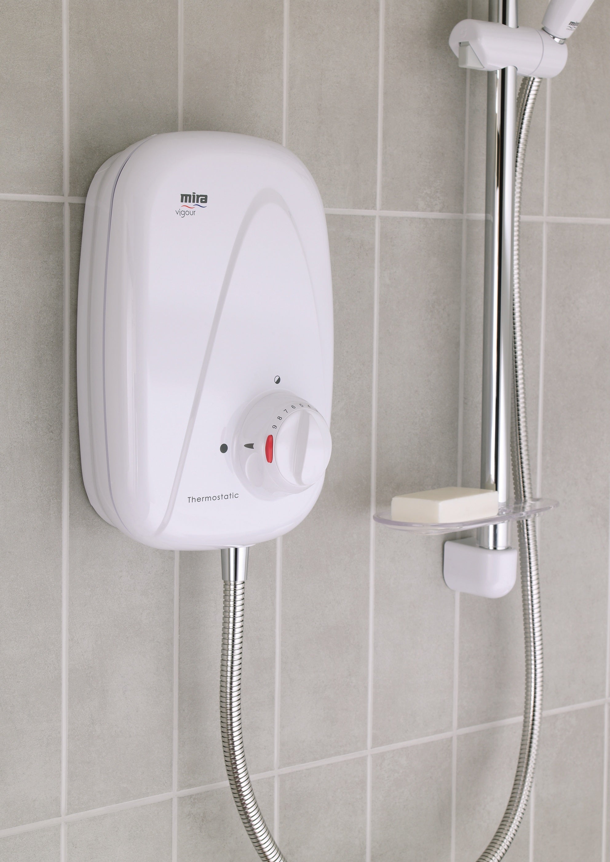 Mira Vigour Thermostatic Power Shower White and Chrome 1.1532.353.