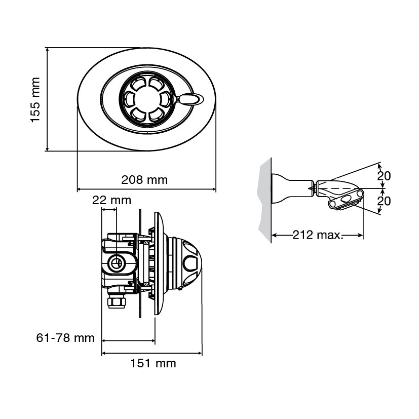 Mira Showers Excel Thermostatic Mixer Shower Built in Rigid Chrome 1.1518.307.