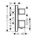 Hansgrohe Ecostat E Thermostatic Shower for concealed installation for 2 functions Chrome 15708000.