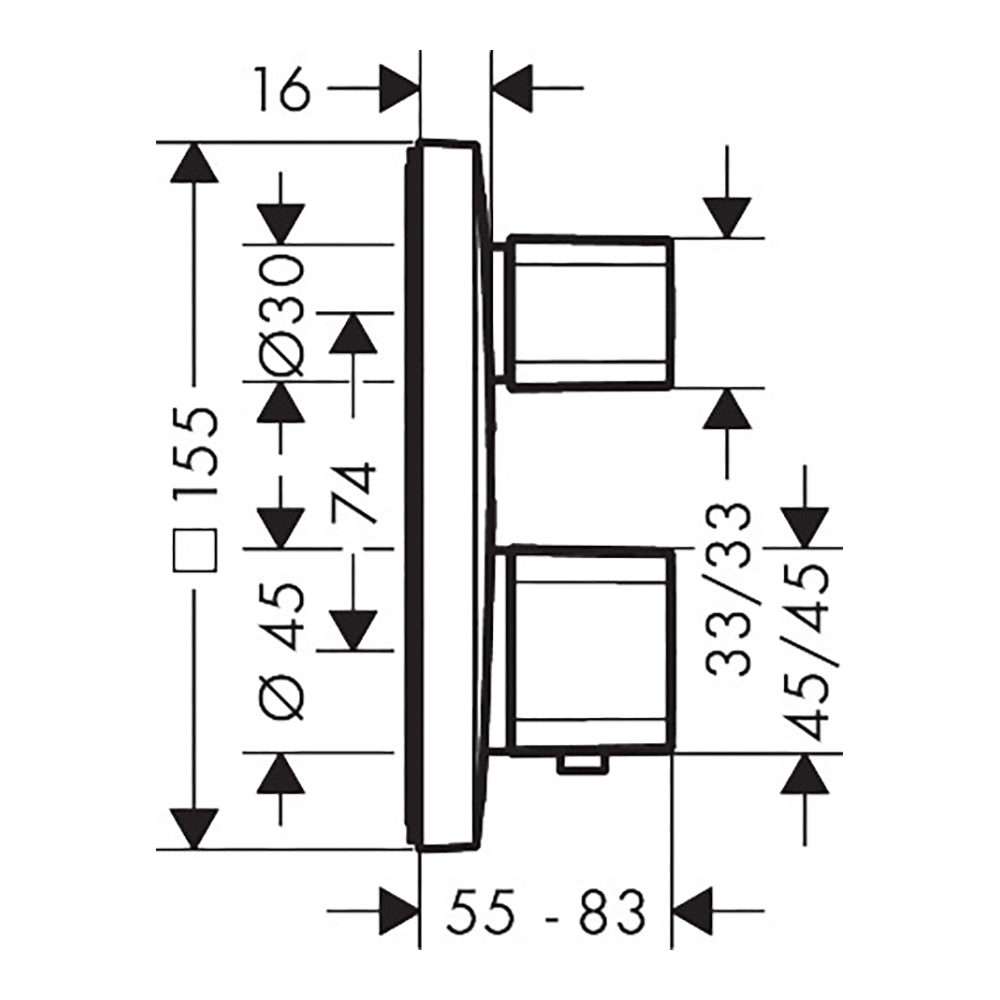 Hansgrohe Ecostat E Thermostatic Shower for concealed installation for 2 functions Chrome 15708000.