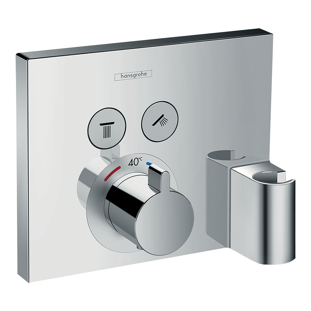 hansgrohe ShowerSelect Thermostat for concealed installation for 2 functions with hose connection and shower holder Chrome