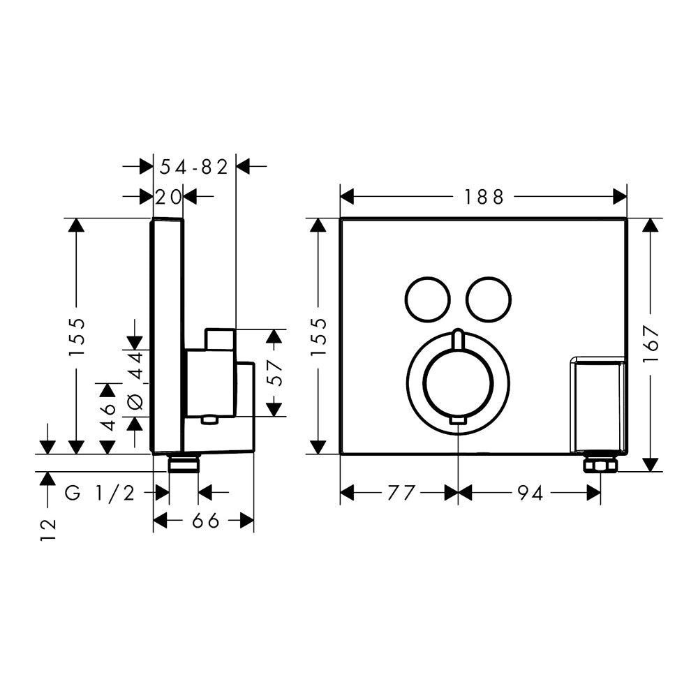 hansgrohe ShowerSelect Thermostat for concealed installation for 2 functions with hose connection and shower holder Chrome