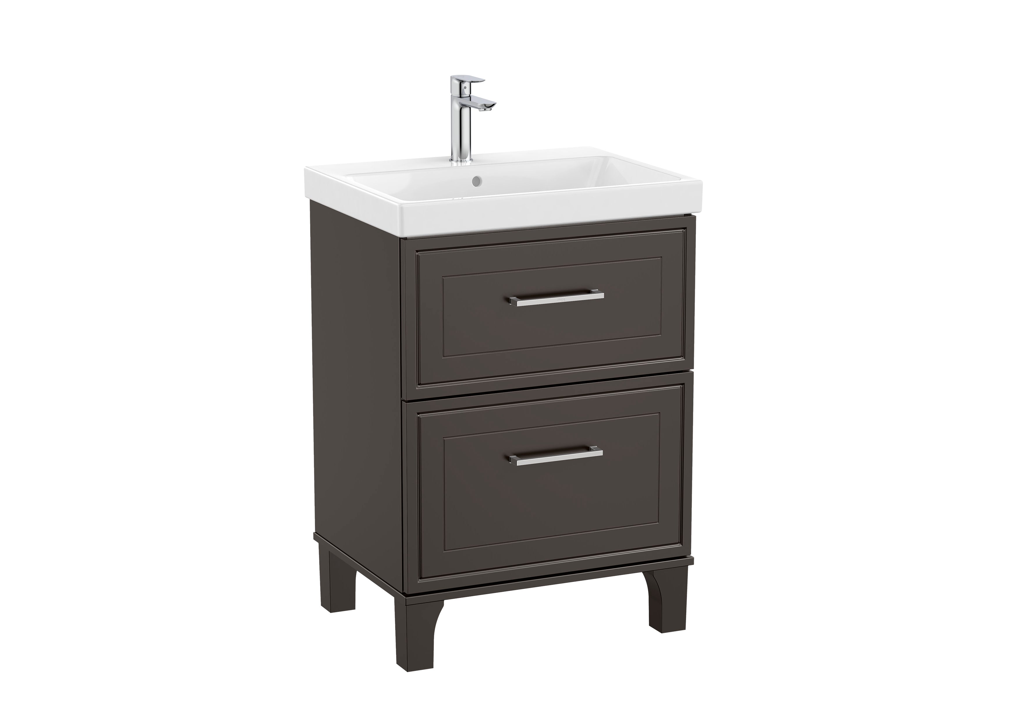 Roca Romea Vanity Unit and Basin Unik 2 Drawer 600mm Matte Dark Grey