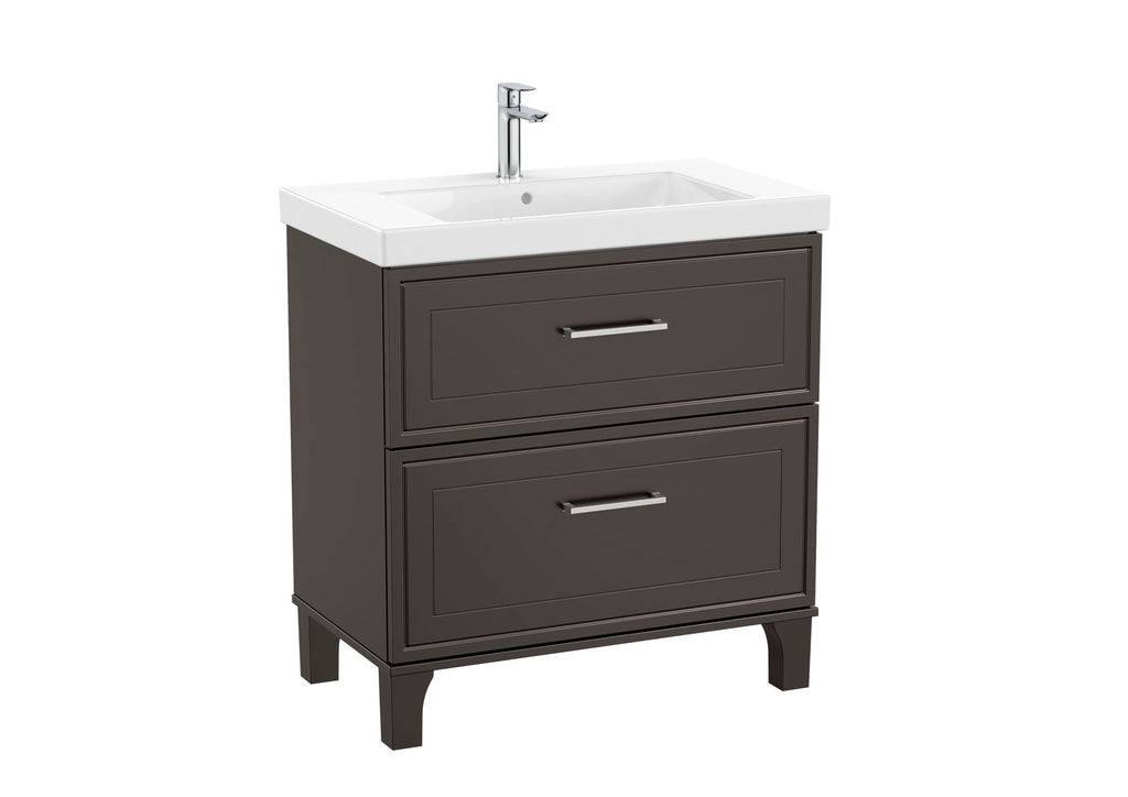 Roca Romea Vanity Unit and Basin Unik 2 Drawer 800mm Matte Dark Grey