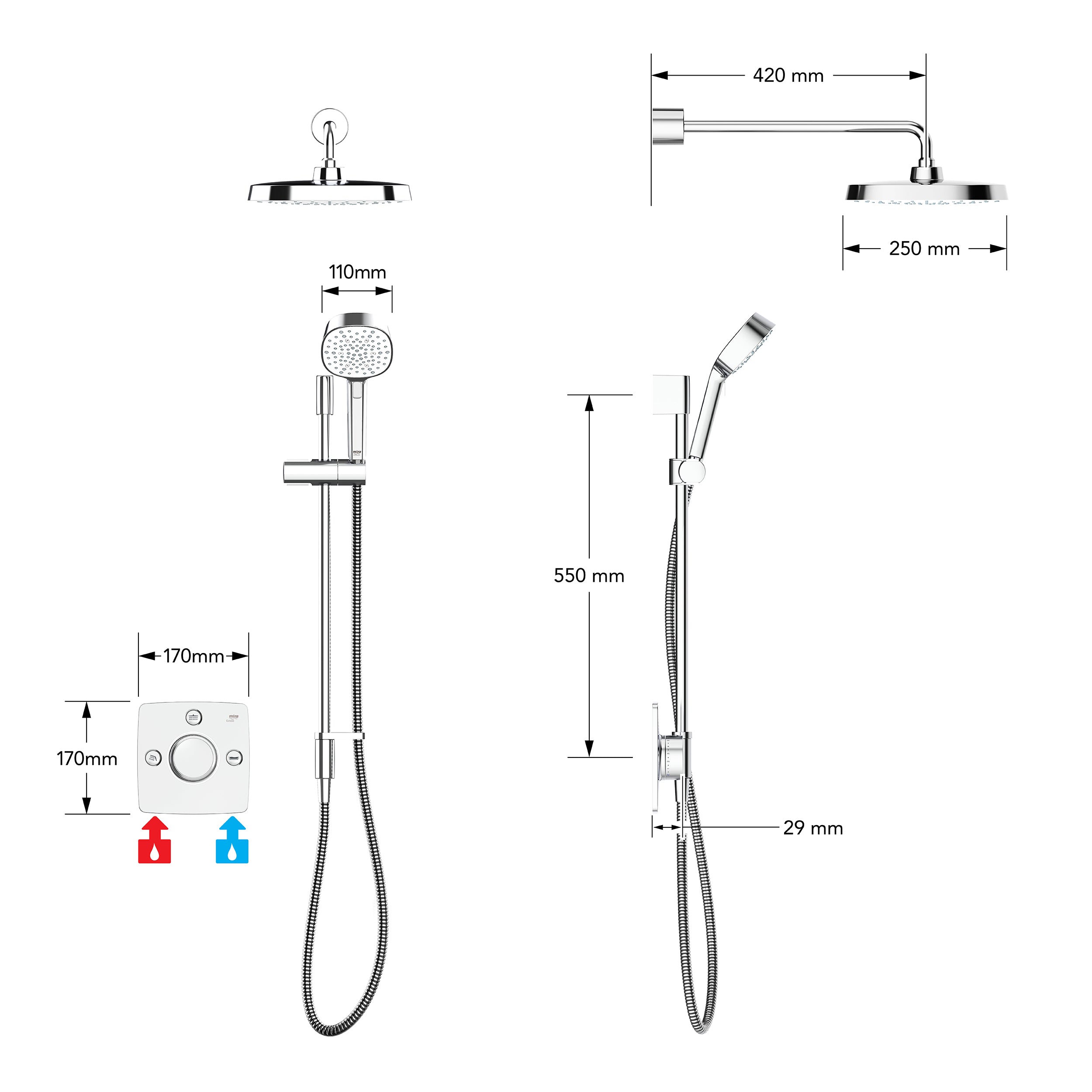 MIRA EVOCO TRIPLE OUTLET W/ HYDROGLO 1.1967.009