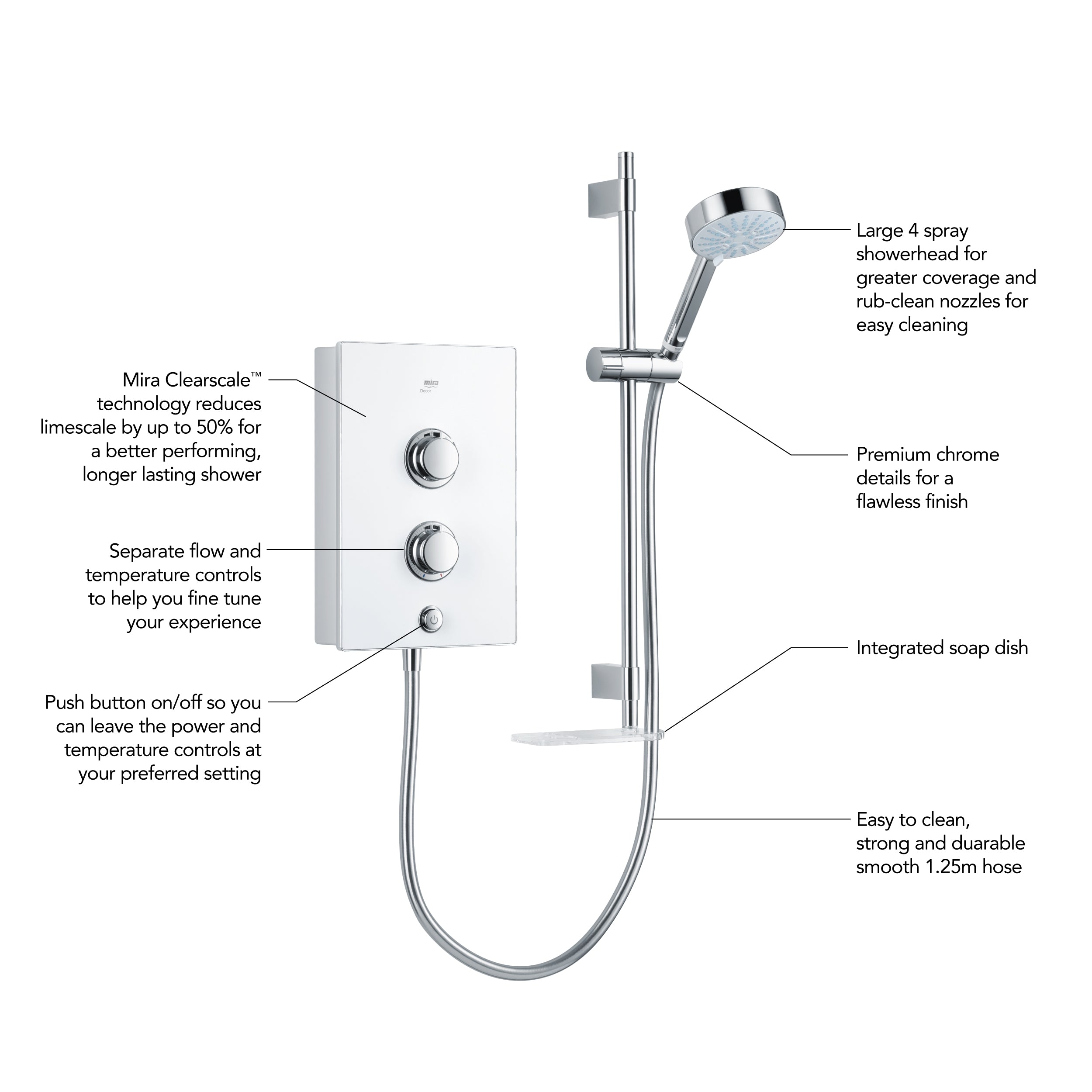 Mira Decor Single Outlet Electric Shower 9.5kW White 1.1894.008.