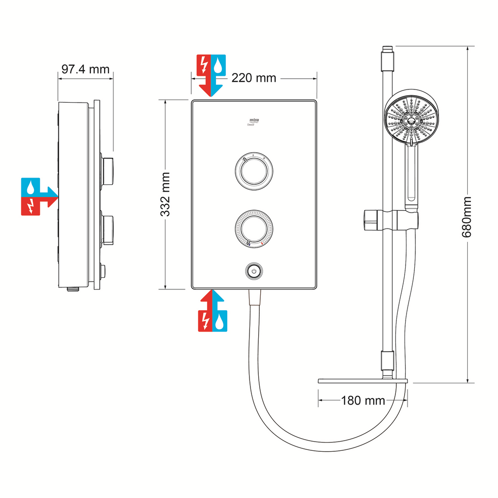 MIRA Decor Single Outlet Electric Shower 8.5KW White 1.1894.007.