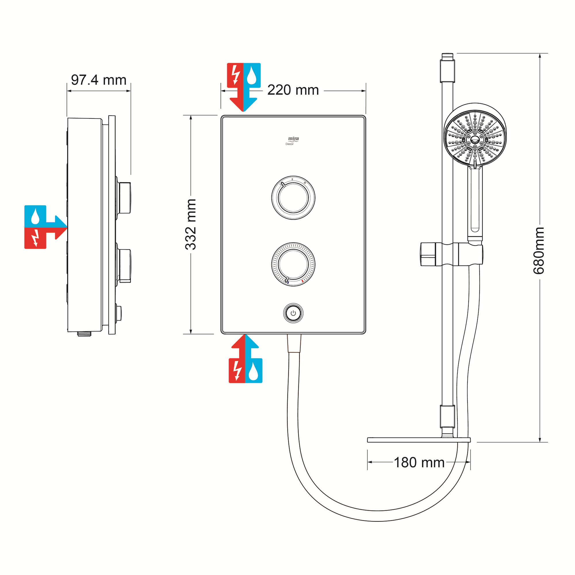 MIRA Decor Single Outlet Electric Shower 8.5KW White 1.1894.007.