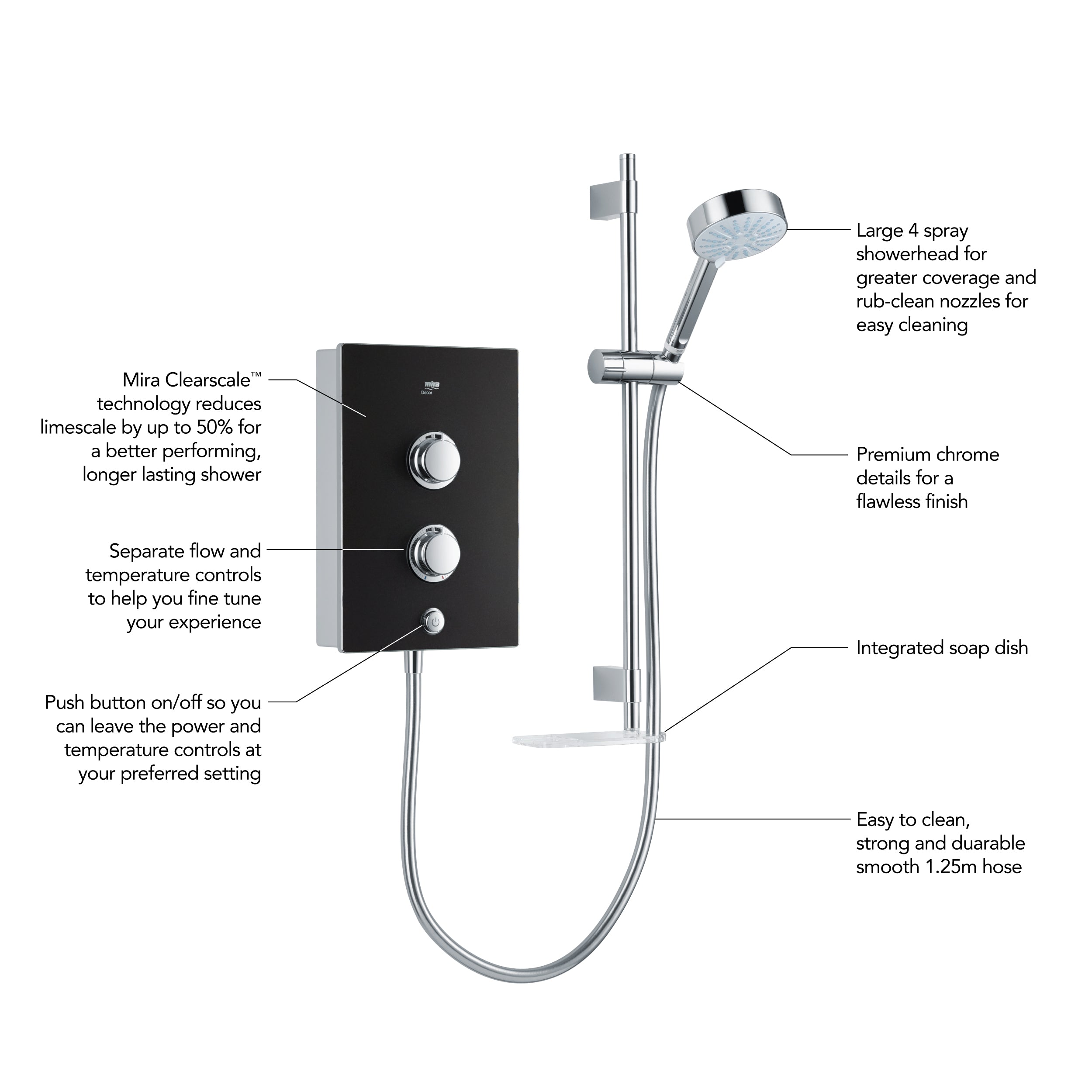 Mira Decor Single Outlet Electric Shower 8.5Kw Black Onyx 1.1894.004.