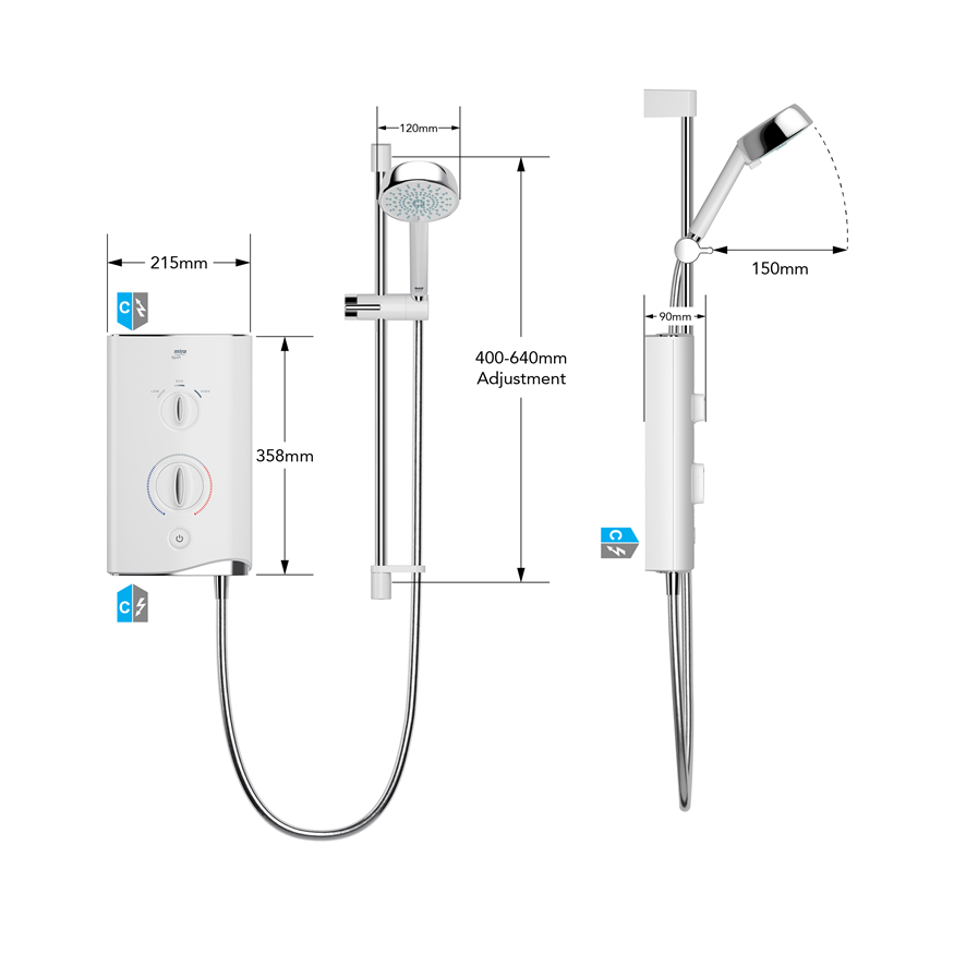 Mira Sport 7.5kW Single Outlet Electric Shower White/Chrome (1.1746.820)