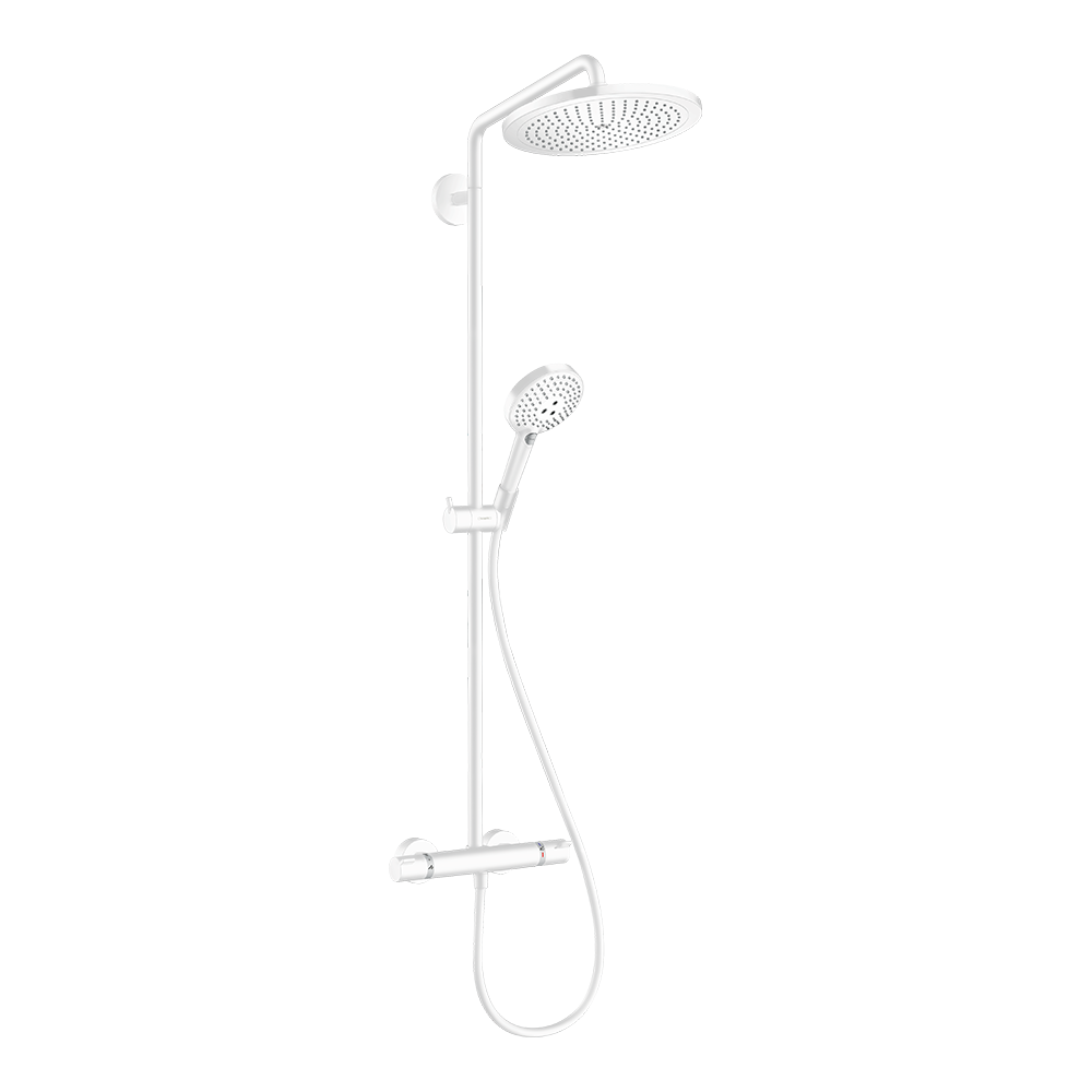 Hansgrohe Croma Select S Showerpipe 280 1 Jet With Thermostatic And Hand Shower Raindance Select S 120 3Jet Matt White