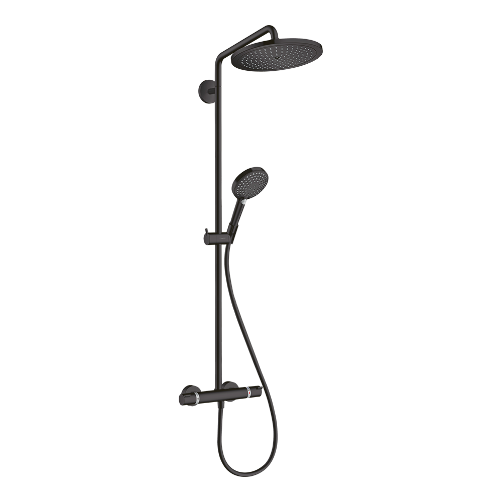 Hansgrohe Croma Select S Showerpipe 280 1 Jet With Thermostatic And Hand Shower Raindance Select S 120 3Jet Matt Black