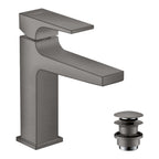 Hansgrohe Metropol Single Lever Basin Mixer 110 With Lever Handle And Push-Open Waste Set Brushed Black Chrome