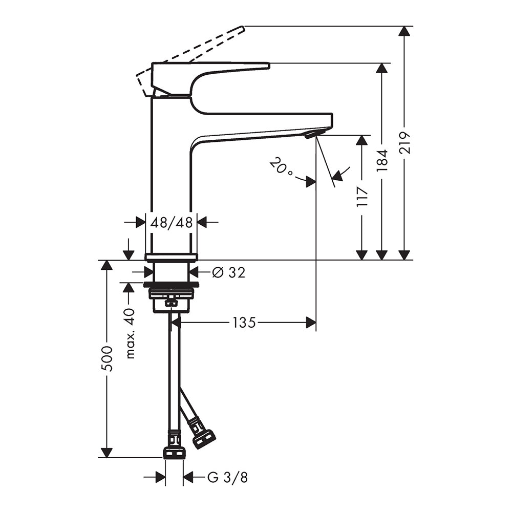 Hansgrohe Metropol Single Lever Basin Mixer 110 With Lever Handle And Push-Open Waste Set Brushed Black Chrome