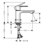 Hansgrohe Rebris S Single Lever Basin Mixer 80 Coolstart Without Waste Set Chrome