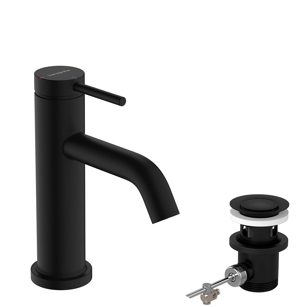 Hansgrohe Tecturis S Single Lever Basin Mixer 80 Coolstart Ecosmart+ With Pop-Up Waste Set Matt Black