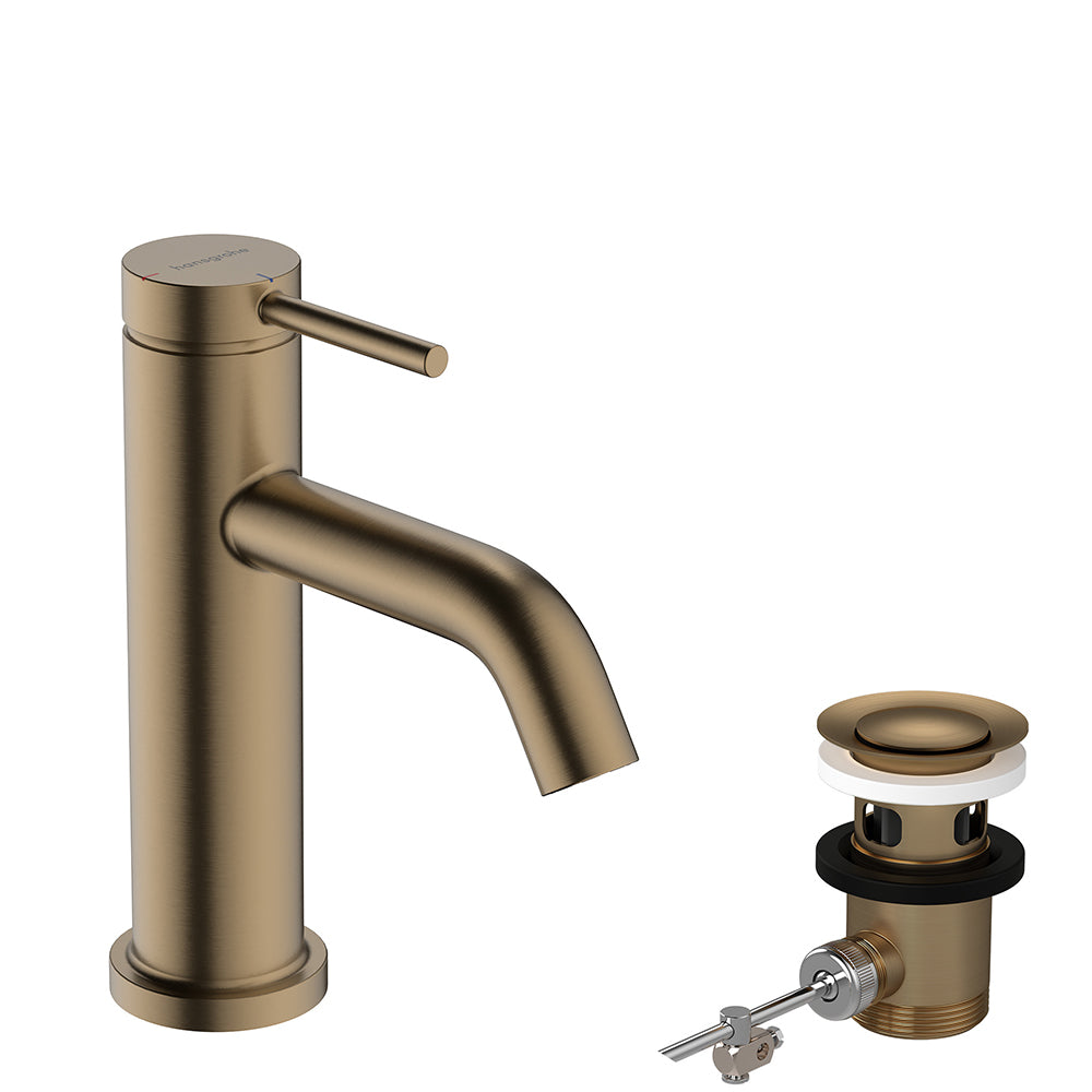 Hansgrohe Tecturis S Single Lever Basin Mixer 80 Coolstart Ecosmart+ With Pop-Up Waste Set Brushed Bronze