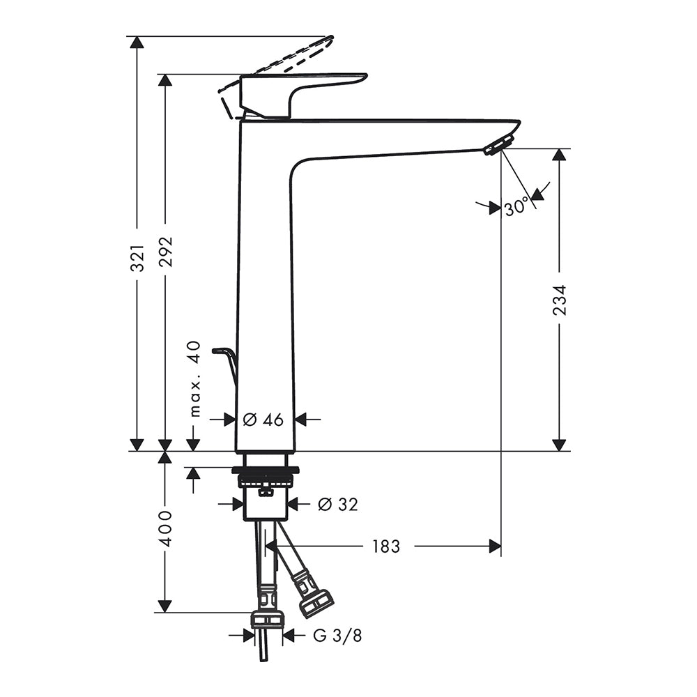 Hansgrohe Talis E Single Lever Basin Mixer Tap With Pop-Up Waste Set Brushed Bronze