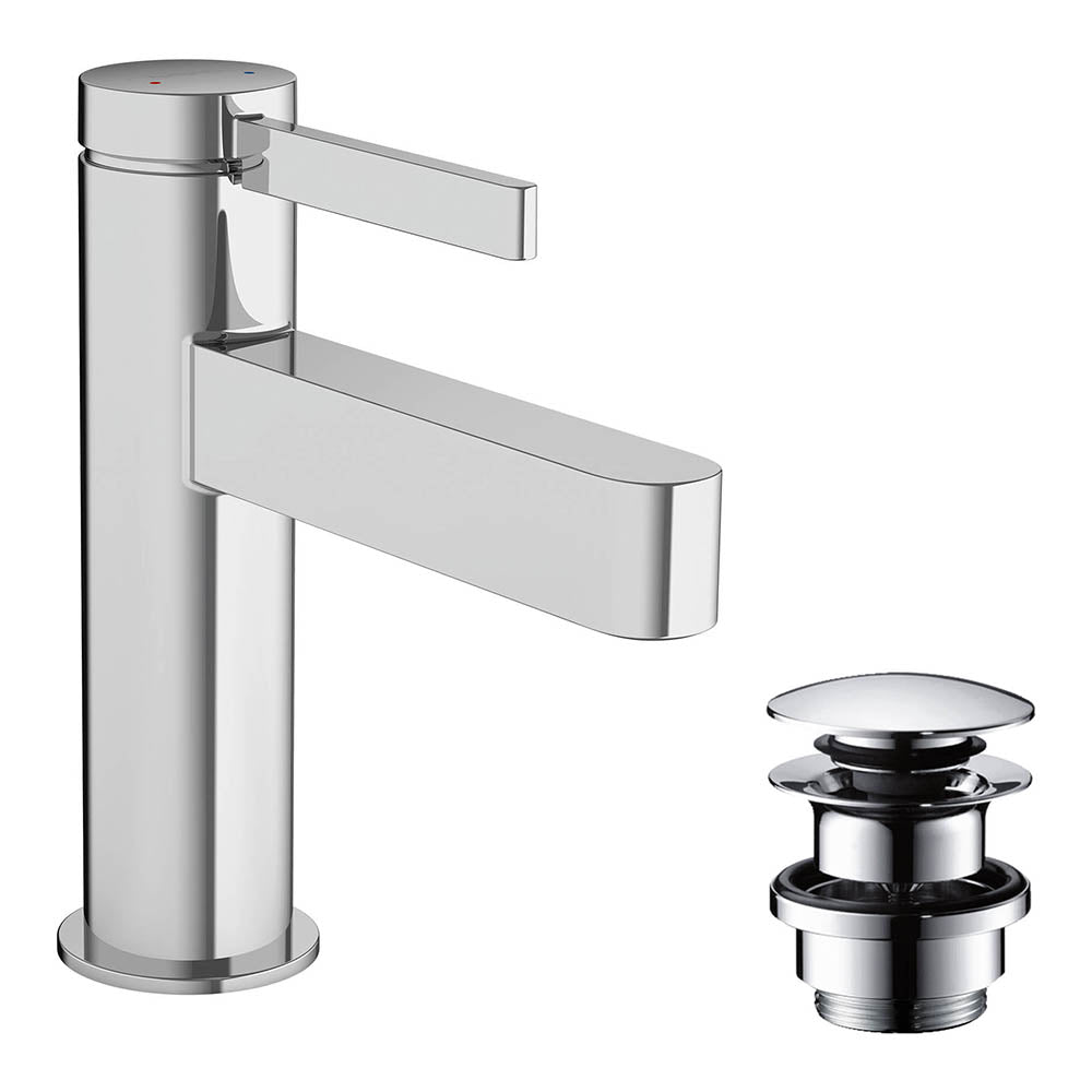 Hansgrohe Finoris Single Lever Basin Mixer 100 With Push-Open Waste Set Chrome