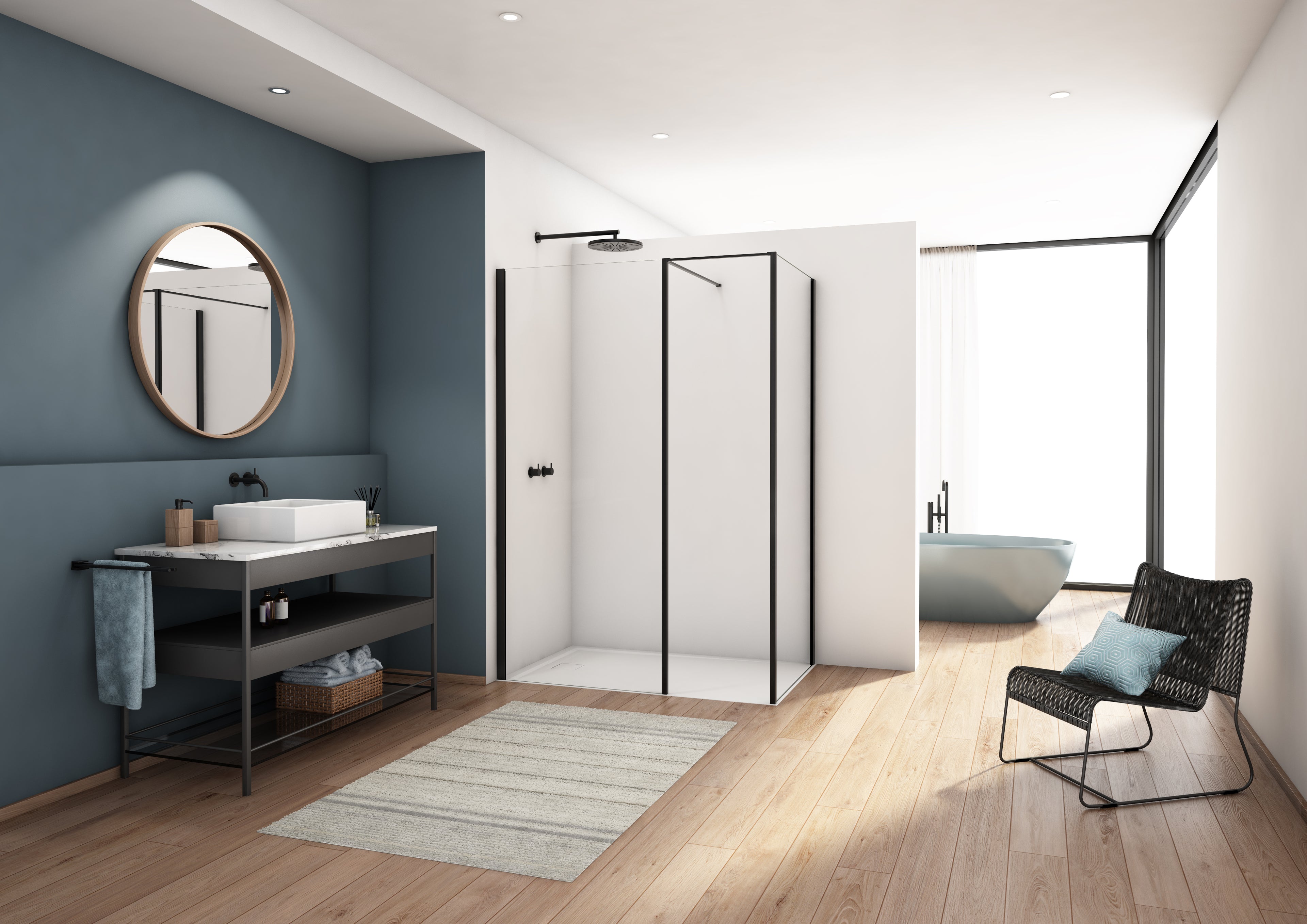 Kudos Showers Divera Side Panel 800mm Matt Black K22F10806007-0001