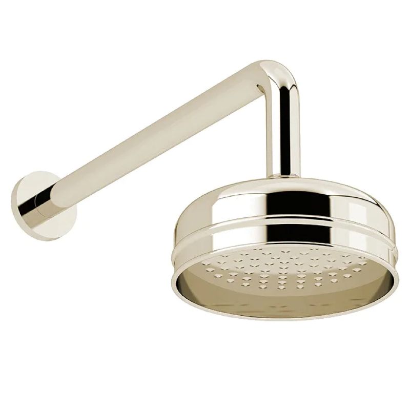Heritage Deluxe 6 Inch Fixed Shower Head And Wall Arm Vintage Gold STA19