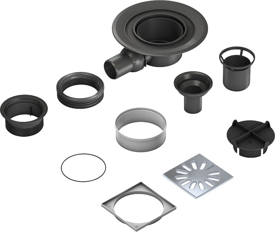 wedi Fundo drain horizontal DN 50 square drain cover GB