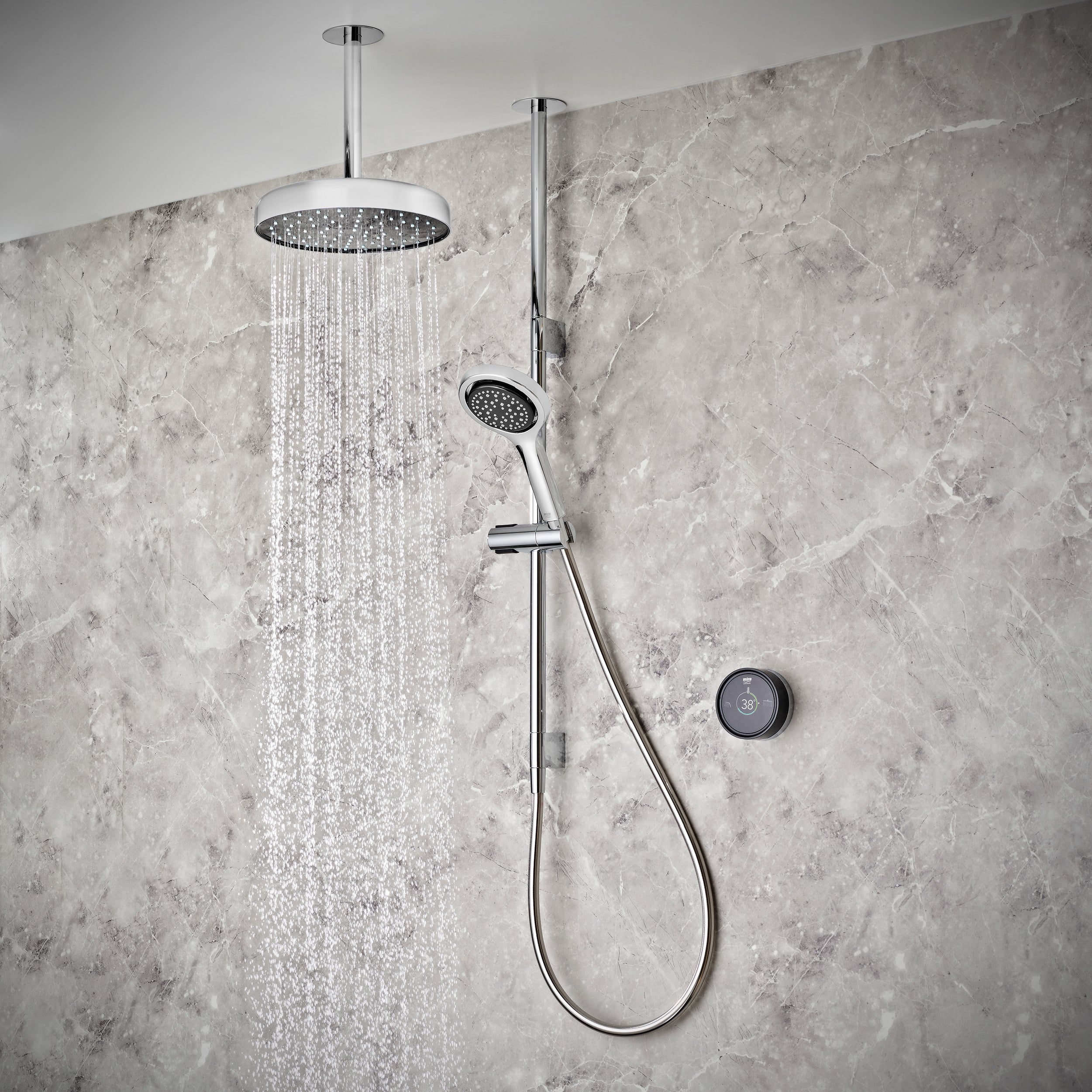 Mira Platinum - Dual Outlet Digital Ceiling Fed Shower, Low Pressure (1.1981.011)