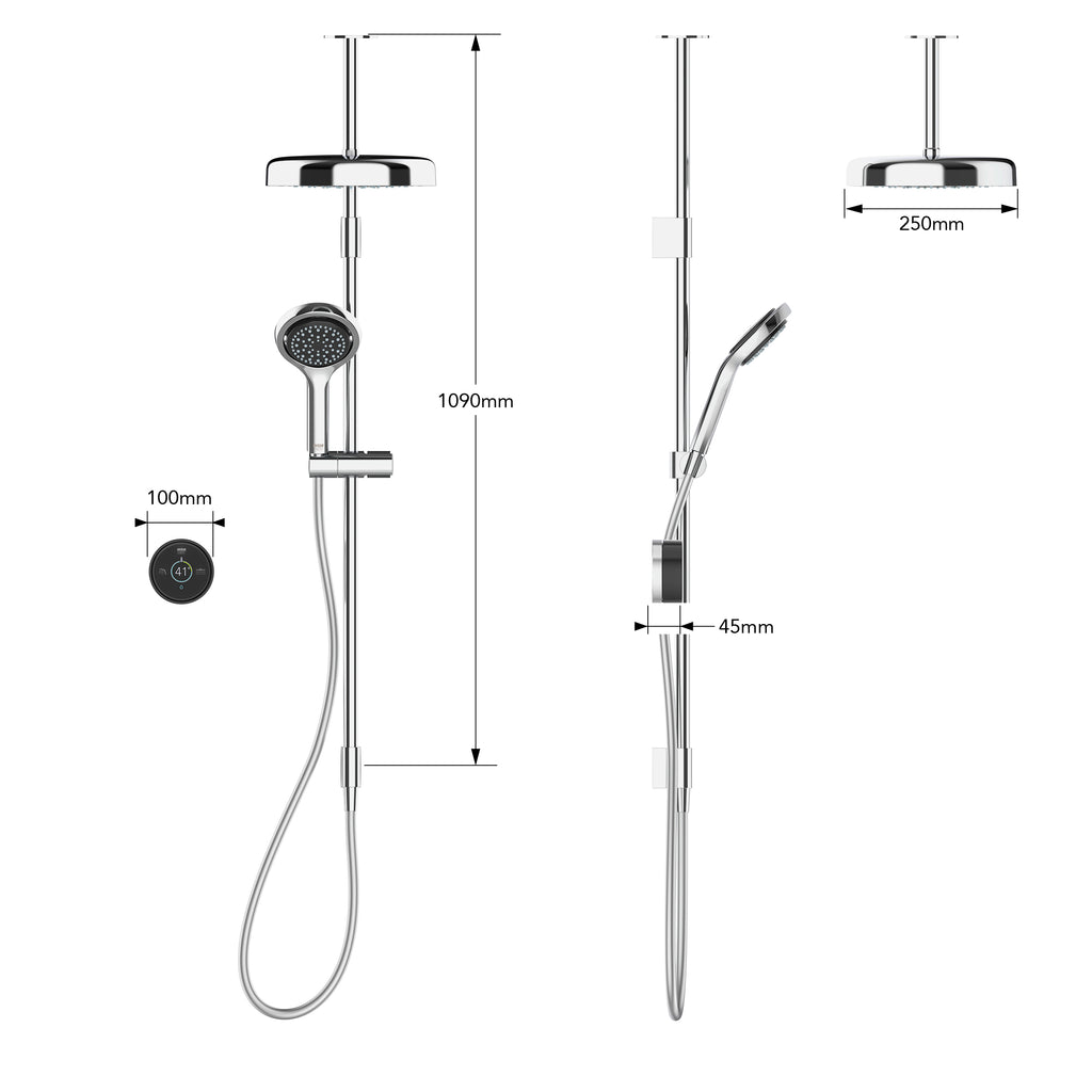 Mira Platinum - Dual Outlet Ceiling Fed, High Pressure (1.1981.008)