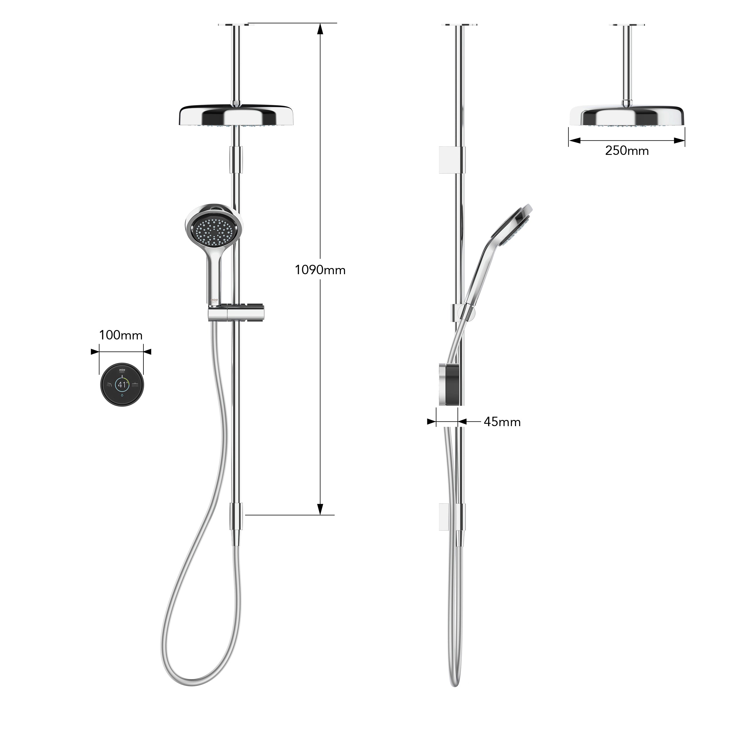Mira Platinum - Dual Outlet Ceiling Fed, High Pressure (1.1981.008)