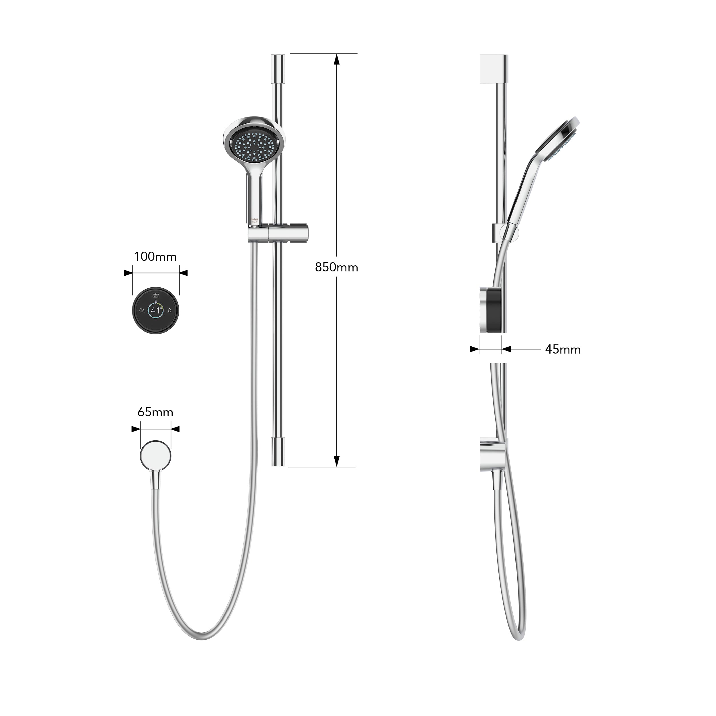 Mira Platinum - Single Outlet Digital Rear Fed Shower, Low Pressure (1.1981.004)